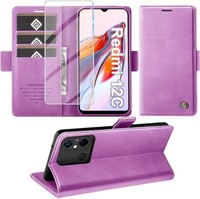HandyhüLle FüR Redmi 12C PU Leder Wallet Flip Case Mit Standfunktion Lila