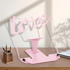 Adjustable Metal Book Stand Book Holder, Book Stand for Reading, Macaron Pink