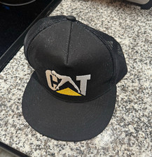 CAT Black Mesh Back Trucker Hat Cap Logo One ...