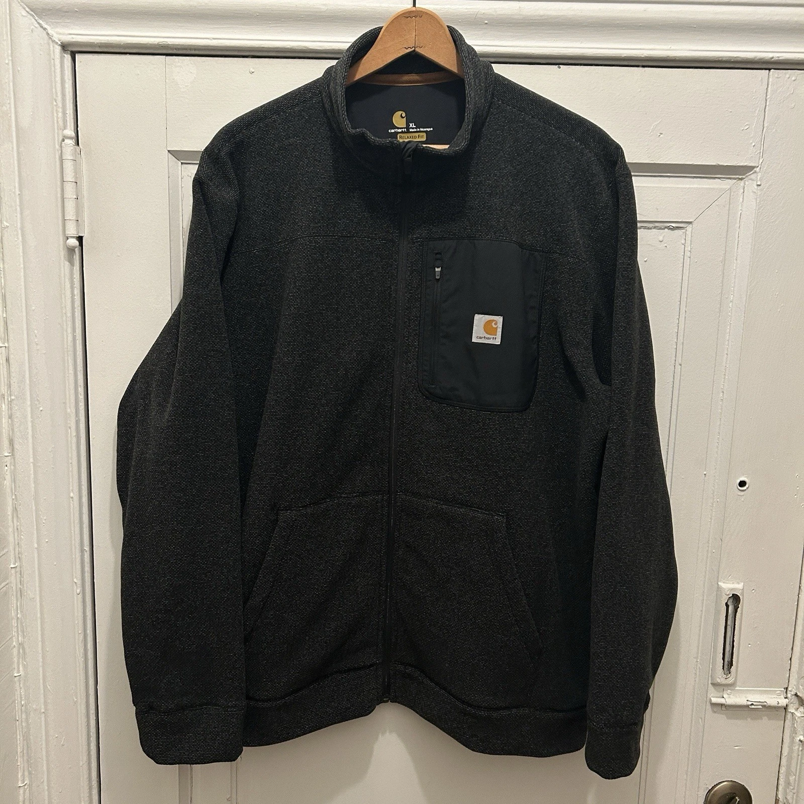 Men’s Carhartt Walden Full Zip Sweater Fleece Jacket Size XL Grey Black Relaxed
