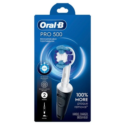 Oral-B Pro 500 Electric Toothbrush Black Rechargeable Deep Clean New & Sealed