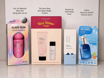 K-Beauty Skincare Set: Sun Jun Serum, Round Lab Dokdo Toner, Rice Face Shop Kit