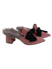 Gianna Meliani ciabatte donna pelle rosa fiocco velluto fodera pelliccia taglia 39