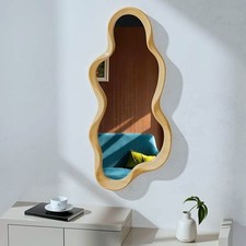 Osemy Irregular Wall Mirror 76*36cm Wooden Framed Asymmetrical Wavy