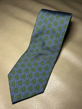 Brooks Brothers Makers 100 Silk Tie Necktie Green W/ Blue Horseshoes BB5