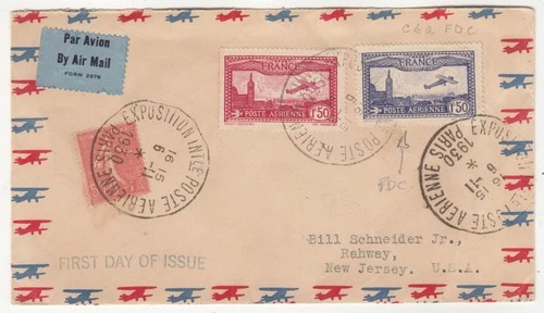 FRANCE 1930 AIR issues on FDC(1f50 blue) with EXPOSITION AERIENNE PARIS cds