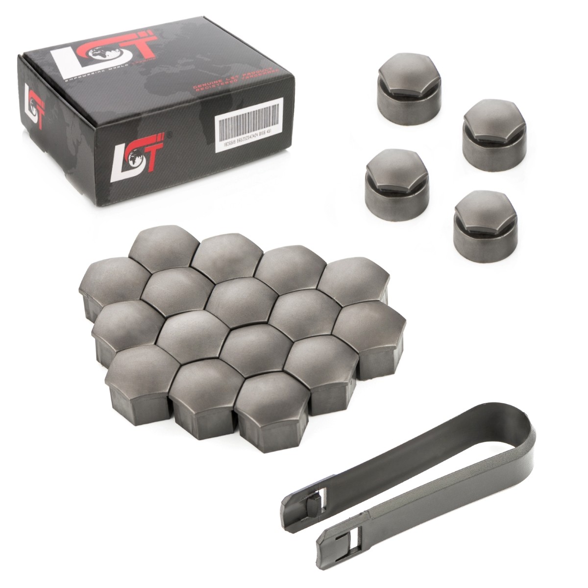 20X Wheel Lug Nut Hex Caps Set 17Mm Theft Protection Gray For Skoda