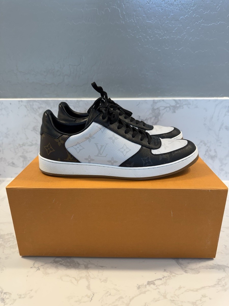 Louis Vuitton Logo Low Top Sneakers Black White Brown Leather MS