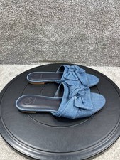 Tory Burch Sandals Womens Size 8.5 M Annabelle Bow Slides Blue Casual Slip On