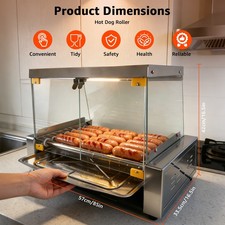 Electric 24 Hot Dog 7 Roller Grill Cooker Machine Removable Oil Drip Tray