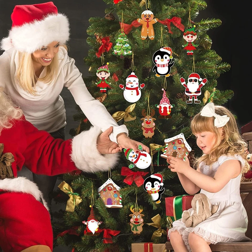 Kinder Weihnachts Bastelset 18 Dekoration Karten 9 Aufkleber bunt - Bild 4 von 4