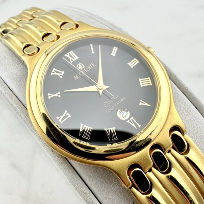 Swiss Men’s Accurate Opera 18k Gold Plated, Date, 33mm Watch, Has New  Battery