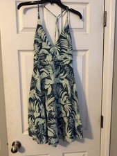 Rip Curl Blue Tropical Botanical Mini Dress Summer Vacation Beach XL