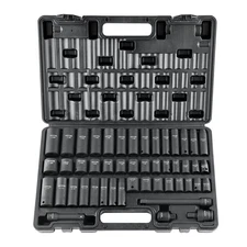 3/8-inch 48-piece Impact Socket Set SAE 5/16-3/4 Metric 8-22mm Cr-V with Ext