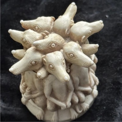 VINTAGE 1980s HARMONY KINGDOM CURIOUS MEERKATS TRINKET BOX IVORY RESIN CARVED EC