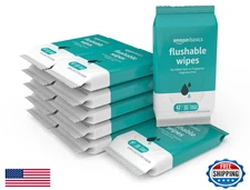 AmazonBasics Flushable Adult Wipes, Fragrance-Free, 504ct, 12x42 Packs