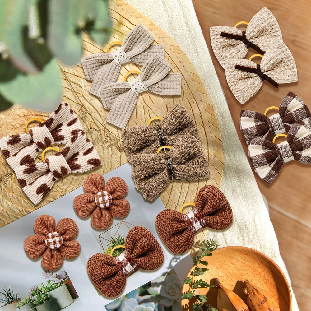 20Pcs Hair Bows Small Puppy Pet Dog Hair Bow W/Rubber Bands Grooming Accessories