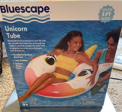 Unicorn Tube Blue Scape Swimming Ring Pool Float Ages 9+NEW