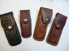 4 Vintage Case Kabar Leather Sheaths for Folding Knife Basketweave
