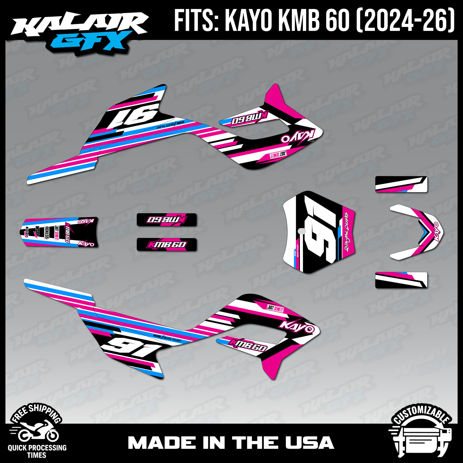 Graphics Kit for Kayo KMB60 (2024-2026) Coil Series-MAGENTA