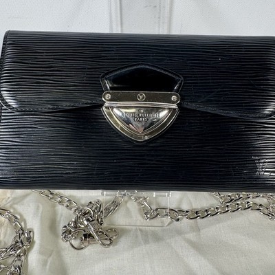 Vintage Luis Vuitton Black Leather EPI Bi Fold Wallet with Silver Lock
