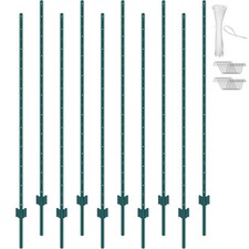 6 Feet Fence Post 10 Pack T-Post Heavy Duty Metal Fence Posts Green