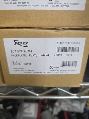 ICC Faceplate 1-Gang 1-Port IC107F1CWH - 25 Pack - White - New in Box