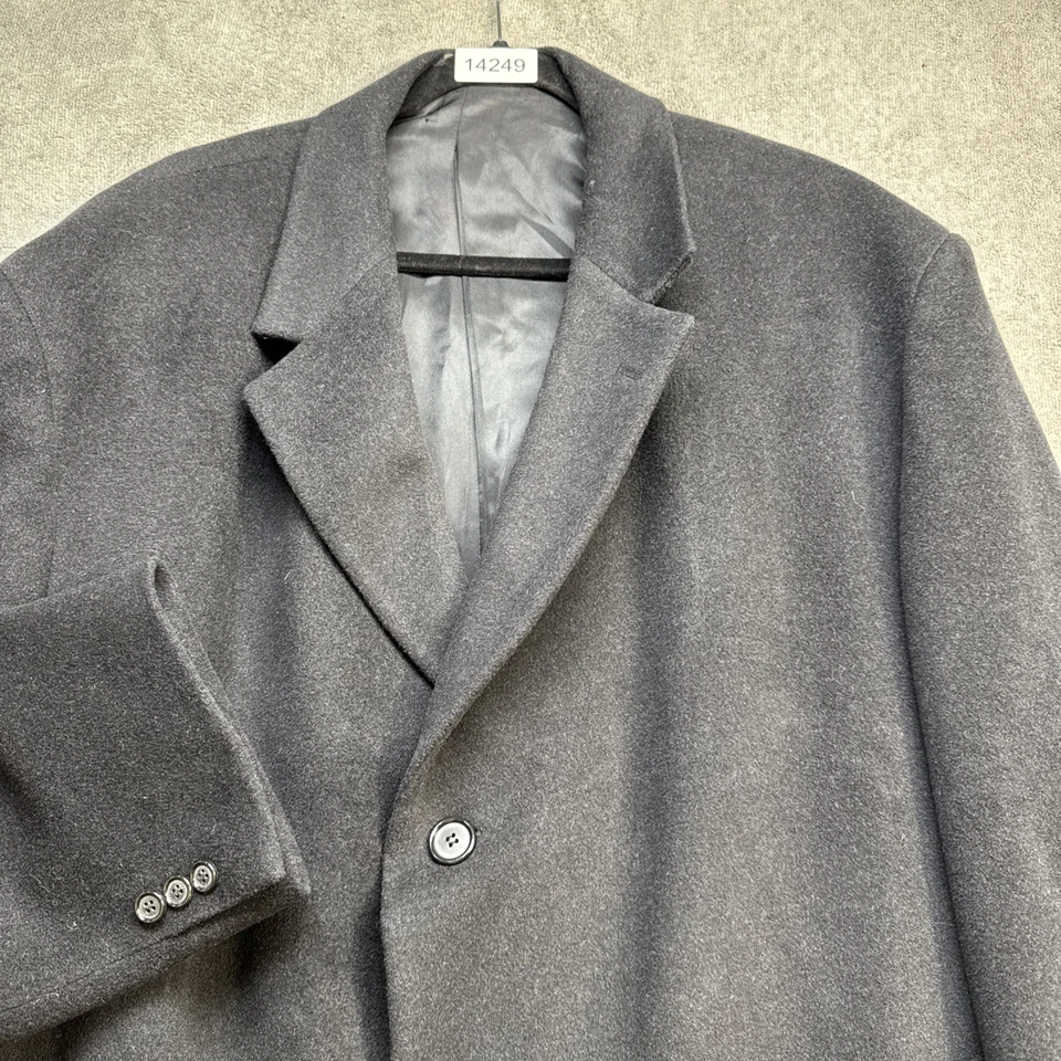 Jos A Bank Men’s Black Cashmere Overcoat 50R Long Wool Blend Dress Coat - Image 3 of 4