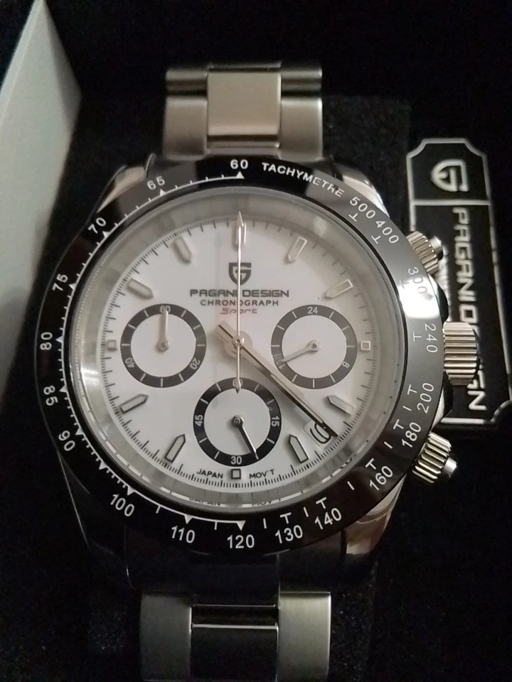 ⚪️ - Orologio Cronografo Pagani Design PD 1644 Uomo Paul Newman Subacqueo Bianco - Immagine 2 di 4