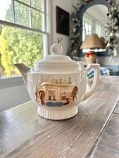 Vintage 1930's Porcelier Ceramic Teapot With Fireplace Design Made In USA, READ