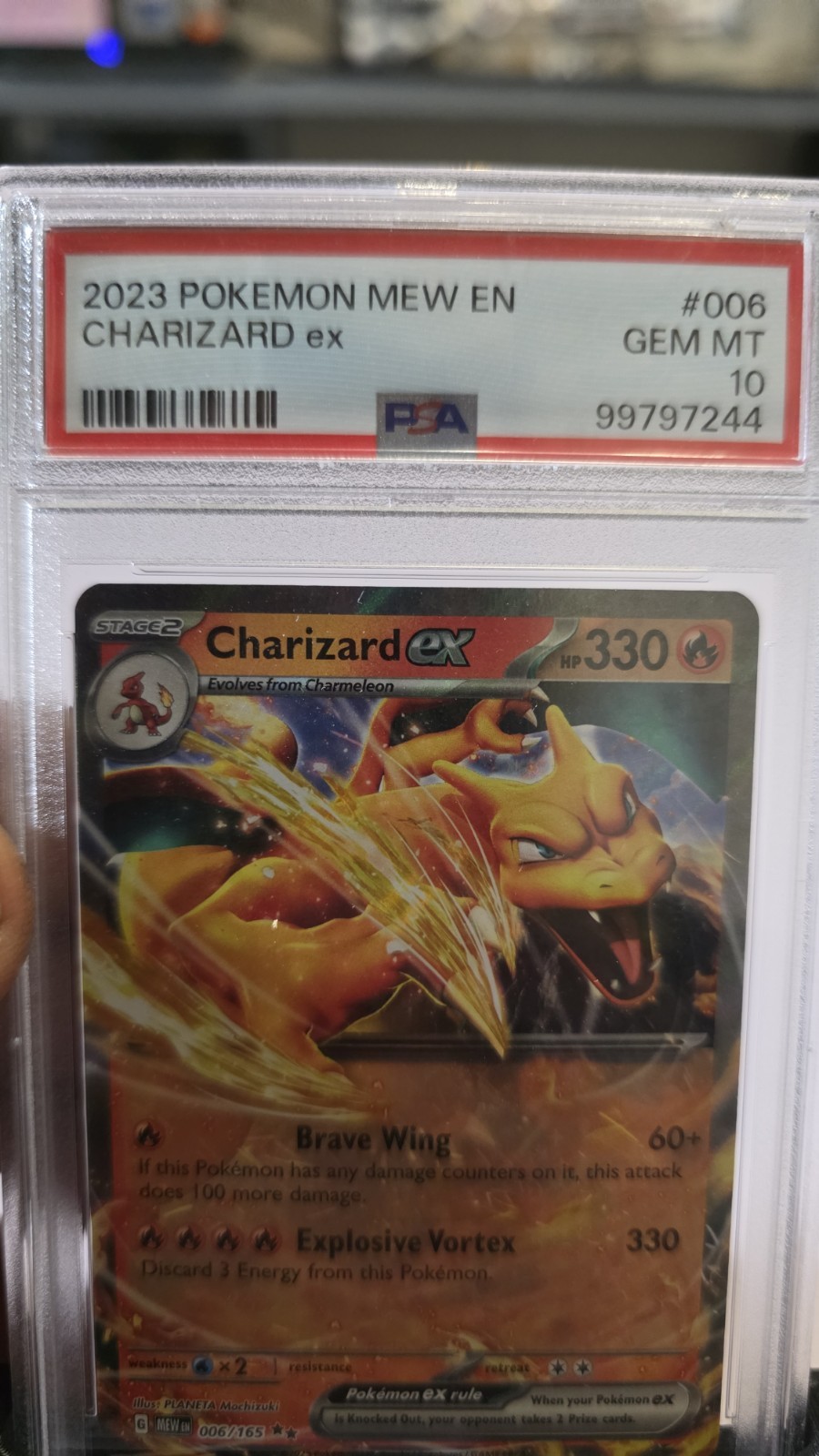 Charizard EX # 006/165 S&V Pokemon 151 English PSA 10 Gem Mint Pokemon Card 2023 view 3
