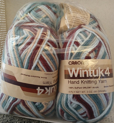 2.5 Skeins Vintage WINTUK 4 Hand Knitting Yarn Orlon Berry Ombre Same Dye Lots