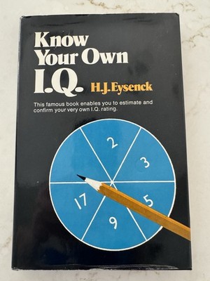 Know Your Own I.Q. By H. J. Eysenck 1988 Hardcover with Paper Jacket Cover