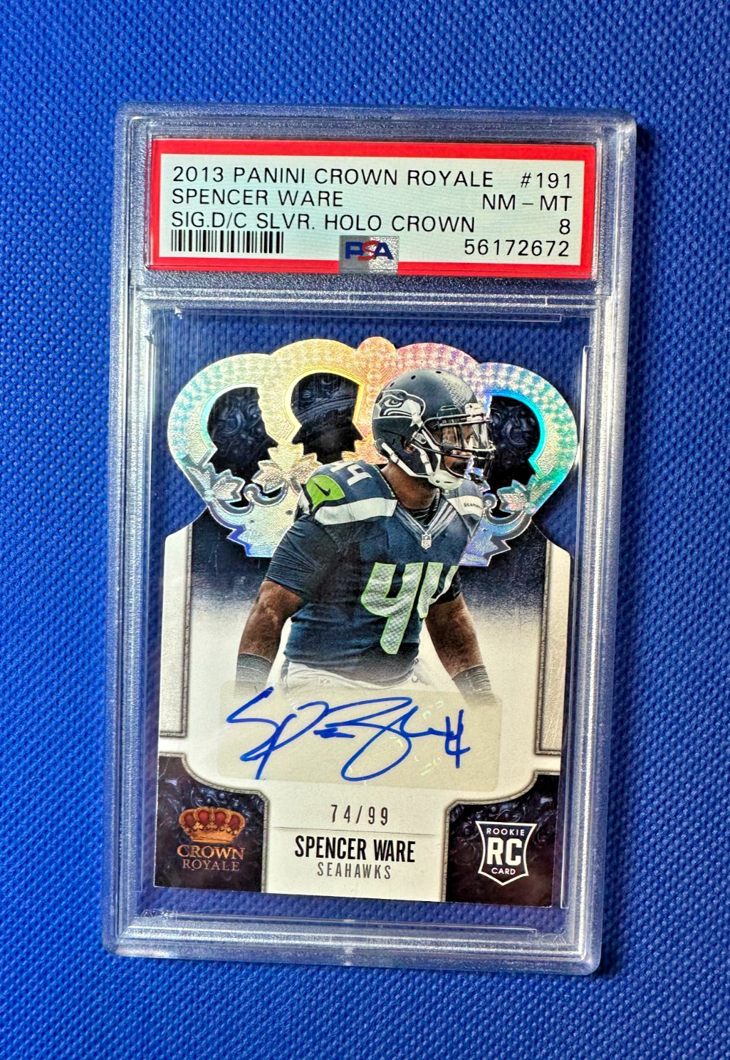 1/1 AUTO Spencer Ware Crown Royale Silver Holo 2013 RC PSA (8) ( ONLY 1  EXISTS view 5