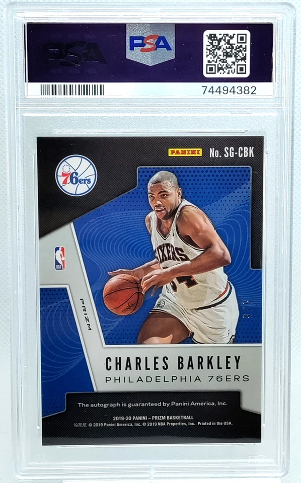 /8 PSA 9 10 Charles Barkley Auto 2019-20 Prizm CHOICE Signatures Autograph Green - Image 2 of 4
