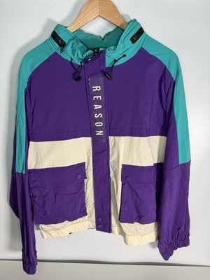 NWT Reason Men's Soho Stretch Nylon Utility Jacket Purple White Size M