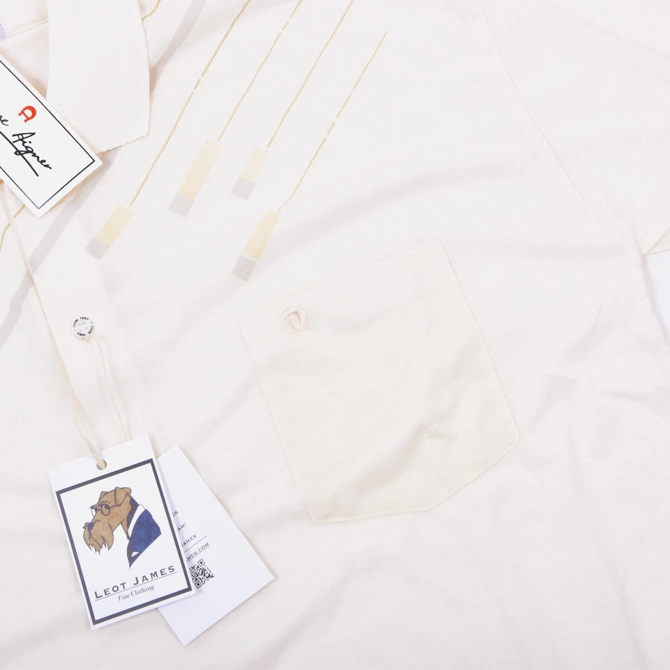NEU ETIENNE AIGNER Poloshirt Gr L ca 57cm NOS Old Stock Retro 80-90er Cremeweiß - Bild 2 von 4