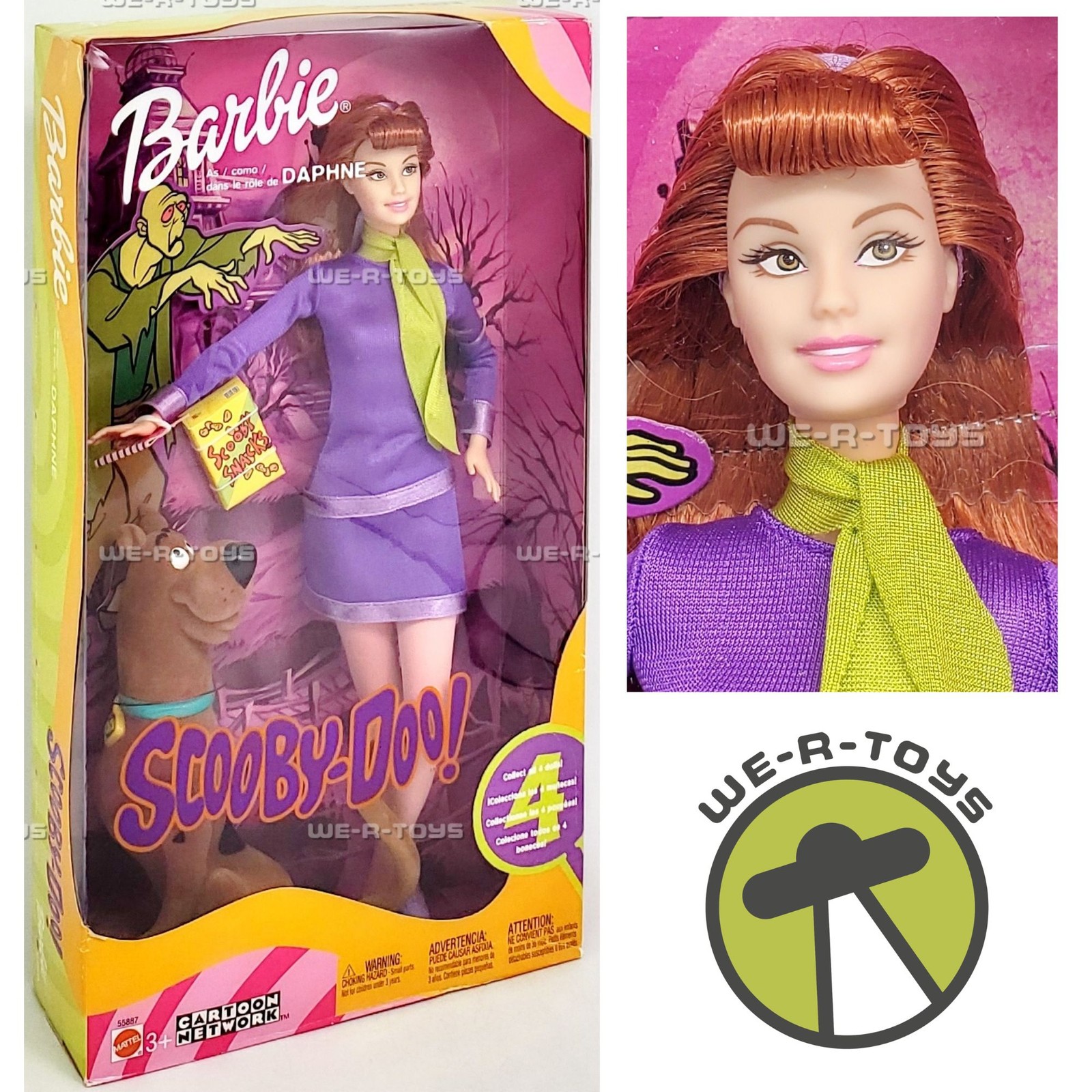 Barbie as Daphne from Cartoon Network Scooby Doo Doll 2002 Mattel 55887 New