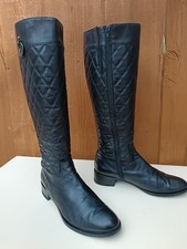 RUSSELL & BROMELY UK6 EU39 BLACK QUILTED LEATHER KNEE HIGH ZIP UP BOOTS VGC