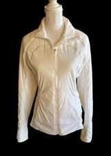 Lululemon Women's White Full Zip Activewear Jacket Size 6 Long Sleeve Pockets