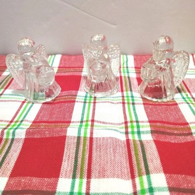Three Biedermann And Sons Glass Angels Mini Candle Holders