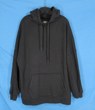 UGG Black FLEECE LINED Ribbed Cuffs POCKET Pullover TATIANA SWEATSHIRT HOODIE L