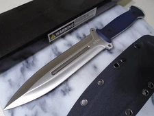 S-Tec Dual Edge Dagger Knife Full Tang Fixed Blade 8Cr13MoV Blue G10 Kydex New