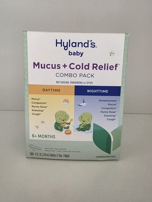 Hylands Baby MUCUS + COLD Relief combo 4oz NIGHTTIME & DAYTIME Liquid