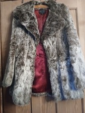 Vintage Real Rabbit Coney Fur Coat Mottled Pale Grey With Pockets Size Medium