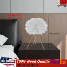 110V Bedside Lamp Modern Feather Desk Night Light Table Lamp For Bedroom Decor