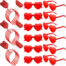 24 Pcs Valentines Heart Head Boppers Headbands and Heart Shape Sunglasses Valent