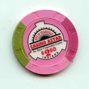 2.50 Chip from the Casino Aztar Evansville Indiana 2 Inserts