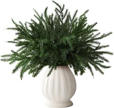 12 Pcs Christmas Norfolk Pine Stems,15" Real Touch Artificial Norfolk Pine Branc