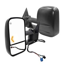 New Pair Towing Mirrors Set Power Tow Heated Telescoping With Arrow Signal